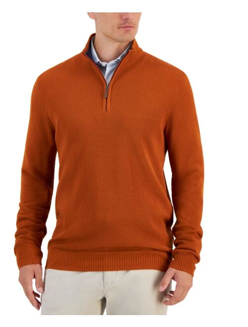 CLUB ROOM Men's Quarter-Zip Textured Cotton Sweater, Created for Macy's