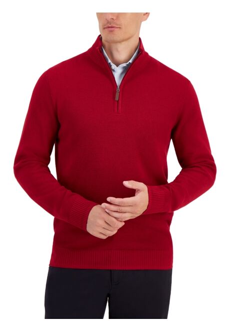 CLUB ROOM Men's Quarter-Zip Textured Cotton Sweater, Created for Macy's