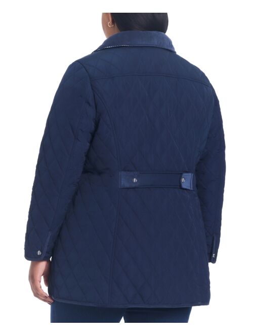 JONES NEW YORK Women's Plus Size Hooded Quilted Coat