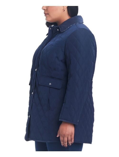 JONES NEW YORK Women's Plus Size Hooded Quilted Coat