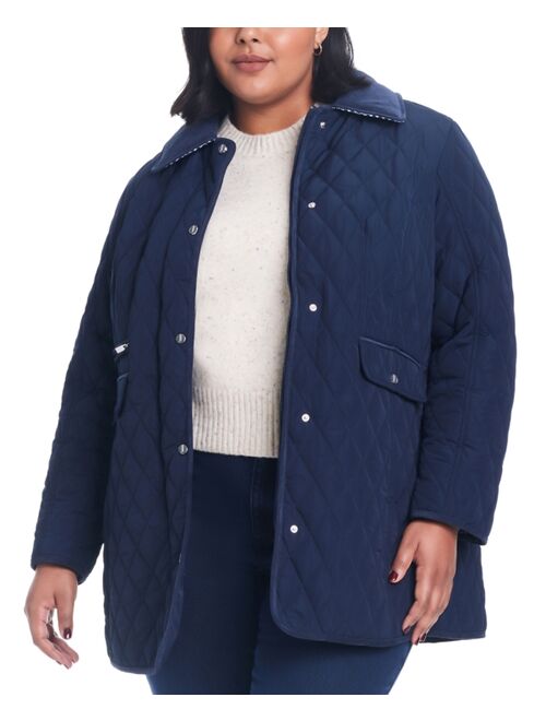 JONES NEW YORK Women's Plus Size Hooded Quilted Coat