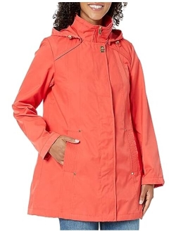 Women's Plus Size Water-Resistant Rain Jacket Coat