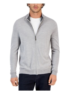 Men's Merino Zip-Front Sweater, Created for Macy's