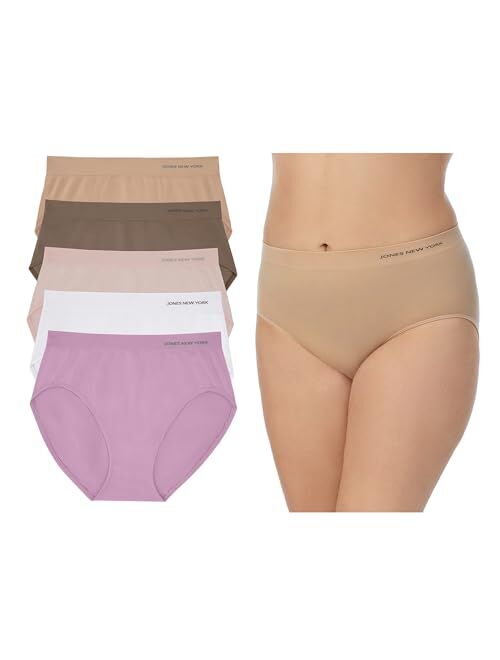 Jones New York Women's Hi Cut Brief Full Coverage Seamless Stretch Comfort Underwear - 5 Pack Multipack