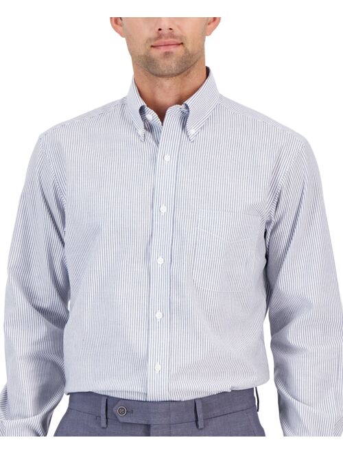 CLUB ROOM Men's Regular Fit University Stripe Dress Shirt, Created for Macy's