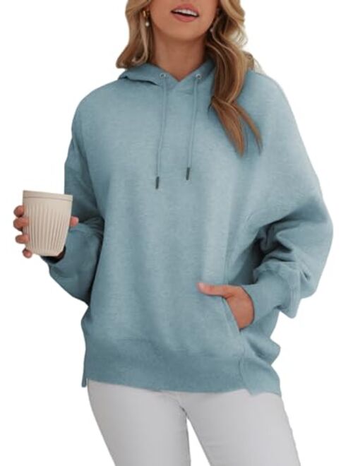 BLENCOT Women Oversized Hoodies Long Sleeve Drop Shoulder Fleece Workout Drawstring Sweatshirts Fall Tops Trendy Pullover