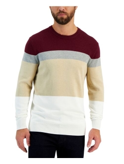 Men's Elevated Marled Colorblocked Long Sleeve Crewneck Sweater, Created for Macy's