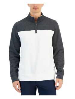 Men's Colorblocked Quarter-Zip Fleece Sweater, Created for Macy's