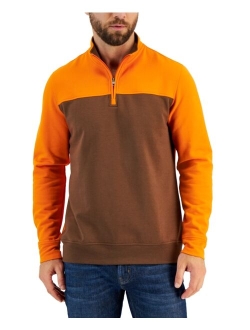 Men's Colorblocked Quarter-Zip Fleece Sweater, Created for Macy's