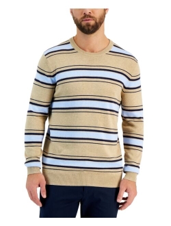 Men's Elevated Striped Long Sleeve Crewneck Sweater, Created for Macy's