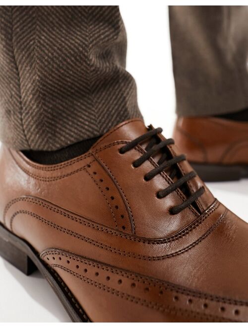 ASOS DESIGN lace up brogue shoe in tan leather