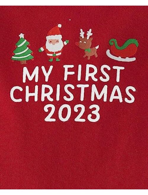 The Children's Place Baby and Toddler Long Sleeve Christmas Graphic T-Shirt