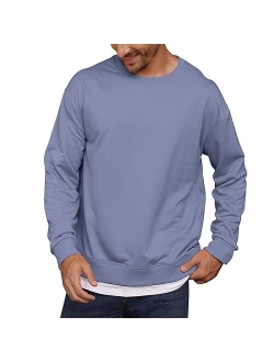 Opomelo Mens Crewneck Pullover Sweatshirts Loose Fit Soft Sweatshirt Knit Long Sleeve Sweater