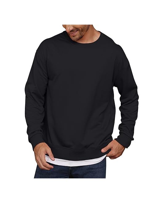 Opomelo Mens Crewneck Pullover Sweatshirts Loose Fit Soft Sweatshirt Knit Long Sleeve Sweater