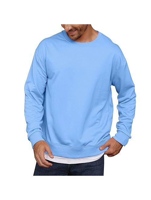 Opomelo Mens Crewneck Pullover Sweatshirts Loose Fit Soft Sweatshirt Knit Long Sleeve Sweater