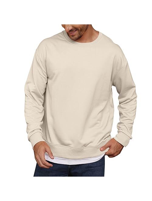 Opomelo Mens Crewneck Pullover Sweatshirts Loose Fit Soft Sweatshirt Knit Long Sleeve Sweater