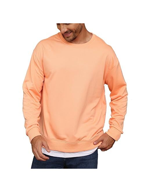 Opomelo Mens Crewneck Pullover Sweatshirts Loose Fit Soft Sweatshirt Knit Long Sleeve Sweater