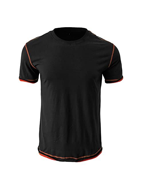 Opomelo Mens Fashion Cotton T-Shirt Crew Neck Short Sleeve T-Shirt Summer Athletic Workout Tee