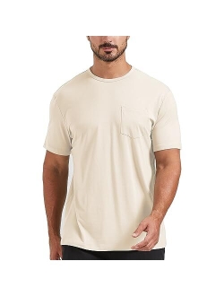 netdraw Men's Ultra Soft Bamboo Pocket T-Shirt Classic Fit Lightweight Cooling Short Sleeve Casual Basic Cotton Shirt