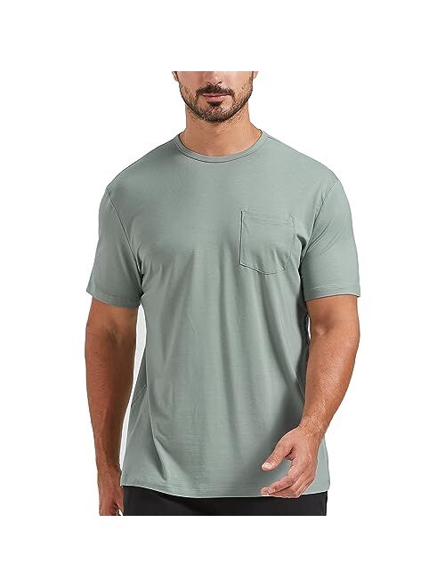 netdraw Men's Ultra Soft Bamboo Pocket T-Shirt Classic Fit Lightweight Cooling Short Sleeve Casual Basic Cotton Shirt