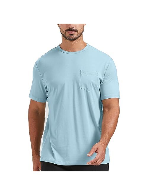 netdraw Men's Ultra Soft Bamboo Pocket T-Shirt Classic Fit Lightweight Cooling Short Sleeve Casual Basic Cotton Shirt