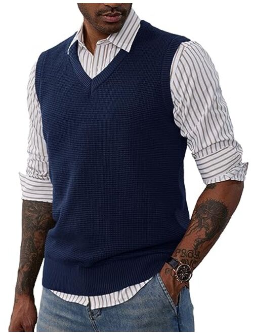 PJ PAUL JONES Mens V-Neck Knitted Vest Casual Sleeveless Pullover Sweater Vest