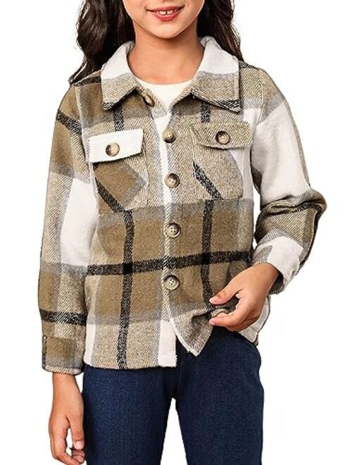 blibean Unisex Girl Boy Flannel Jacket Plaid Bomber Outfits Size 4-13 Years Old