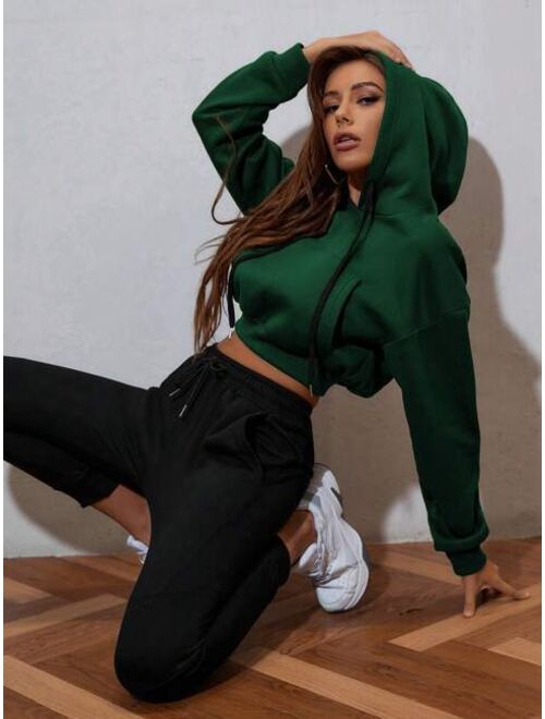 SHEIN Coolane Drop Shoulder Crop Hoodie