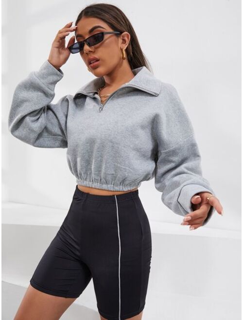 Marled Knit Quarter Zip Drop Shoulder Pullover