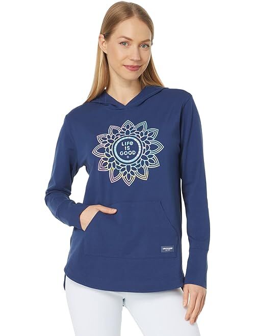 Life is Good Tie-Dye Flower Mandala Crusher-Flex Hoodie Tunic