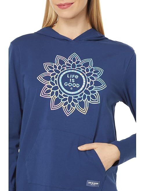 Life is Good Tie-Dye Flower Mandala Crusher-Flex Hoodie Tunic