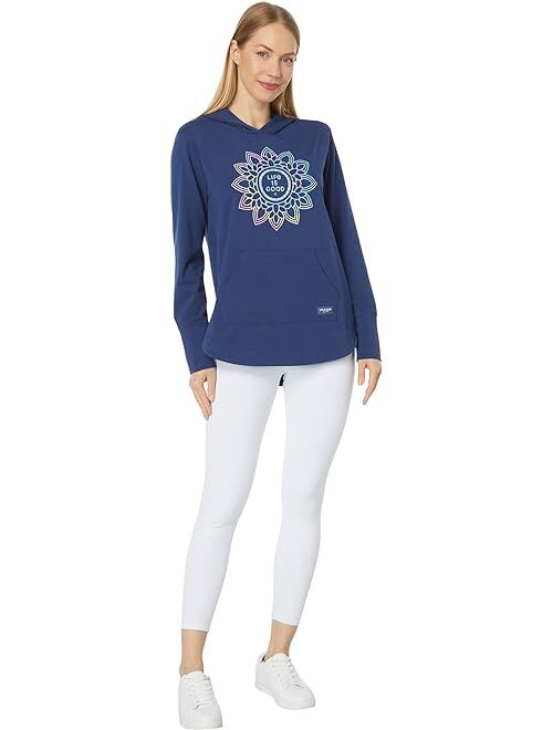 Life is Good Tie-Dye Flower Mandala Crusher-Flex Hoodie Tunic