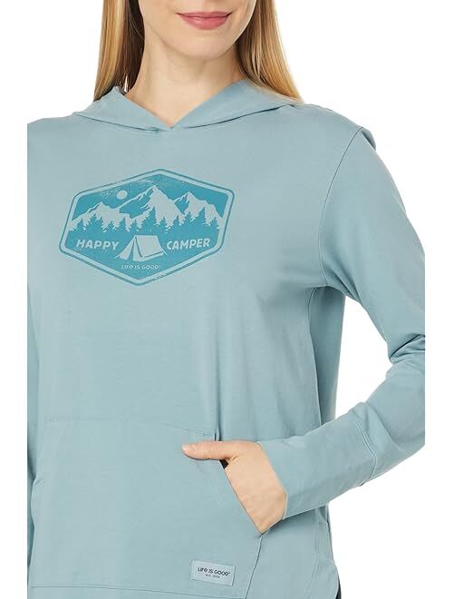 Life is Good Happy Camper Badge Crusher-Flex Hoodie Tunic