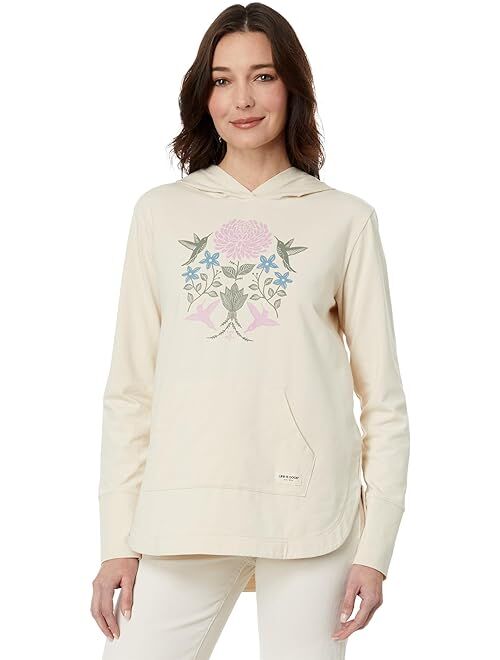 Life is Good Hummingbirds Mirror Crusher-Flex Hoodie Tunic