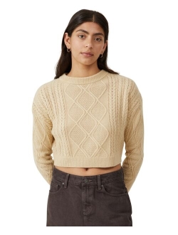 Women's Cable Ultra Crop Pullover Top