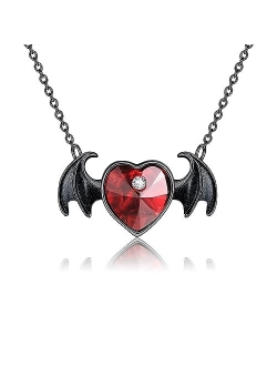 URONE Halloween Necklace Sterling Silver Bat Necklace Fun Halloween Jewelry Gift for Women Kid