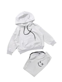 blibean Unisex Boy Girl Hoodies Clothes Sets Smile Face Pants Size 4-16 Year