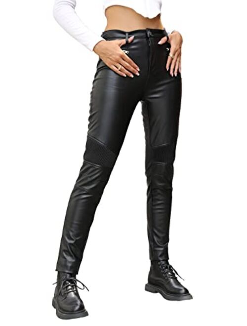 Bellivera Faux Leather Leggings Women High Waisted Tights Stretchy Pleather Pants