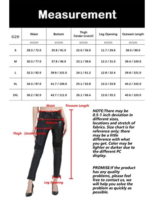 Bellivera Faux Leather Leggings Women High Waisted Tights Stretchy Pleather Pants