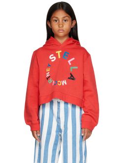 Kids Red Printed Hoodie