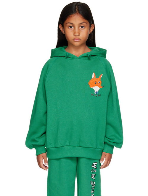 WANDER & WONDER Kids Green Fox Embroidered Hoodie