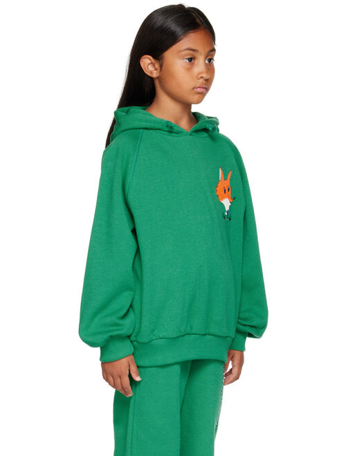 WANDER & WONDER Kids Green Fox Embroidered Hoodie