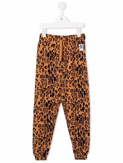 Mini Rodini high-waisted leopard-print trackpants