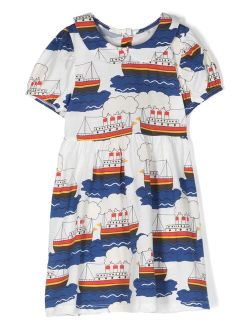 ferry print short-sleeve dress