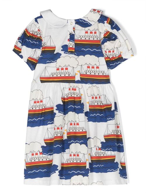 Mini Rodini ferry print short-sleeve dress