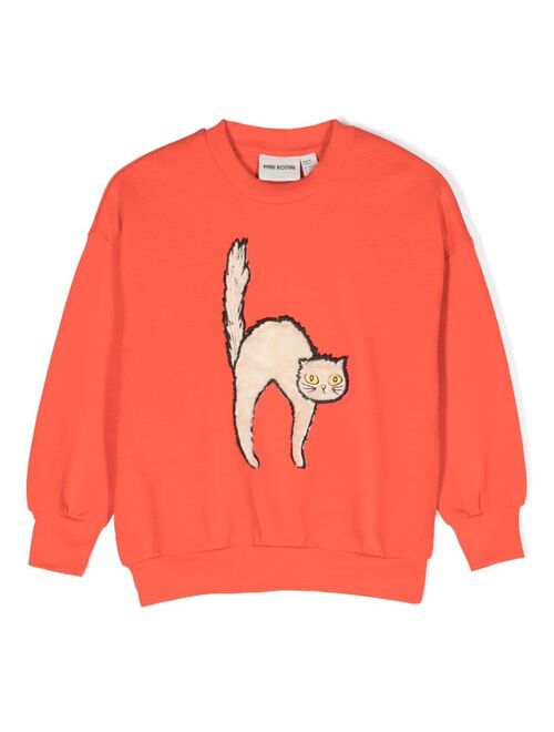 Mini Rodini Angry Cat organic-cotton sweatshirt