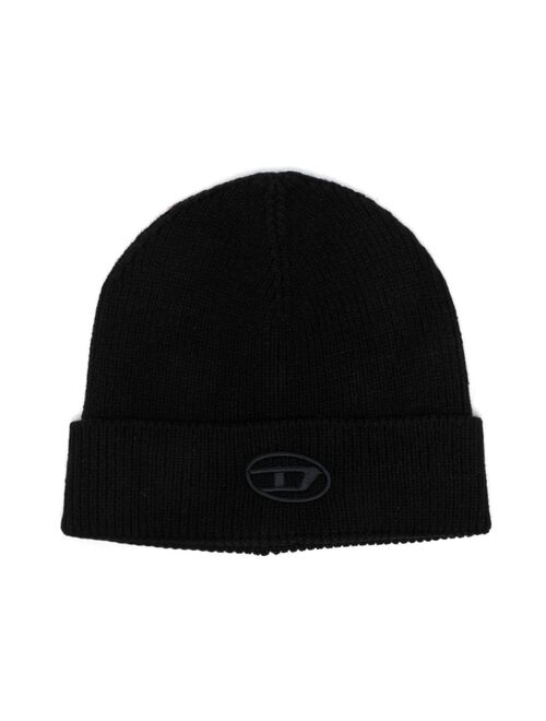 Diesel Kids logo-embroidered ribbed-knit beanie