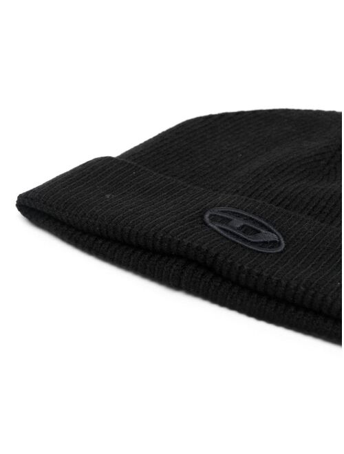 Diesel Kids logo-embroidered ribbed-knit beanie