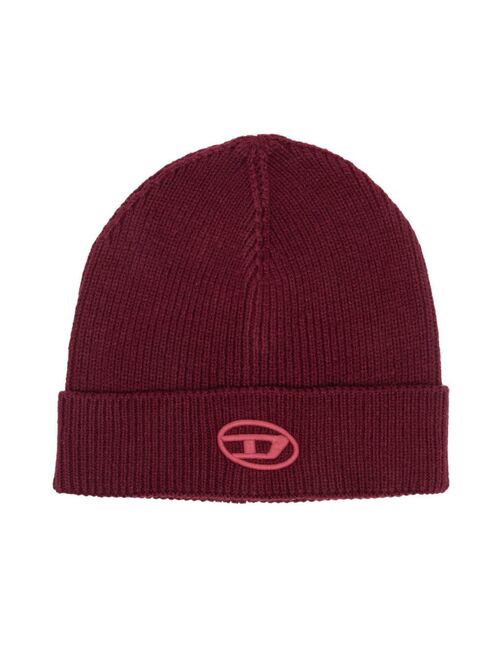 Diesel Kids logo-embroidered ribbed-knit beanie