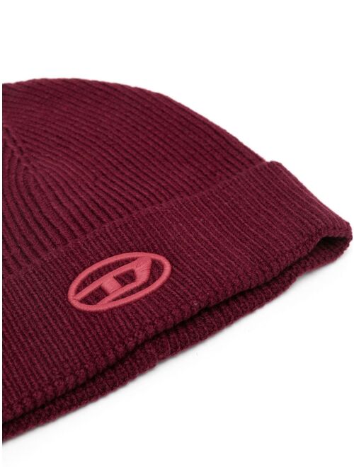 Diesel Kids logo-embroidered ribbed-knit beanie